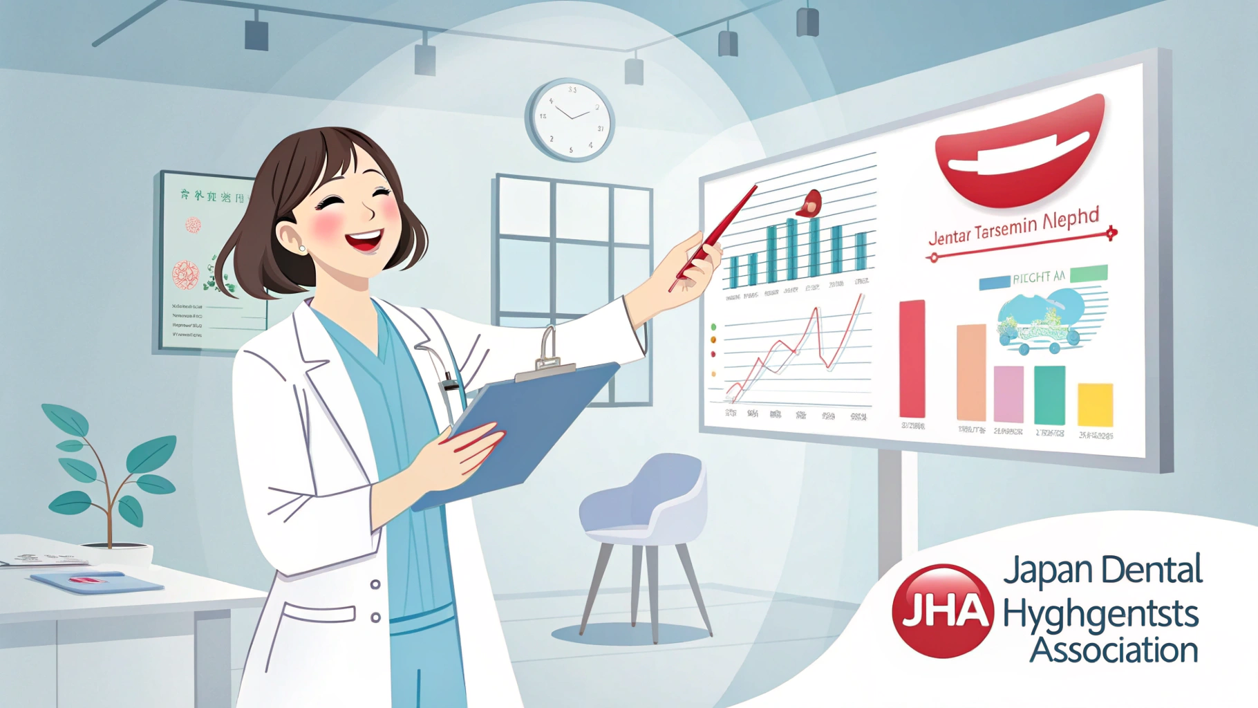 グラフを使って説明する歯科衛生士